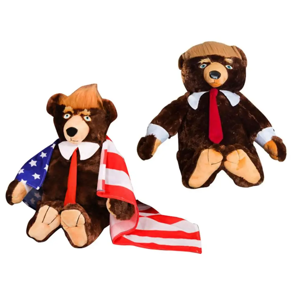 65 cm Donald Adut Medved Plišastih Igrač Kul ZDA Predsednik Medved Z Zastavo Srčkan Živali Medved Lutke Adut Pliš Plišaste Igrače Otroci Darila
