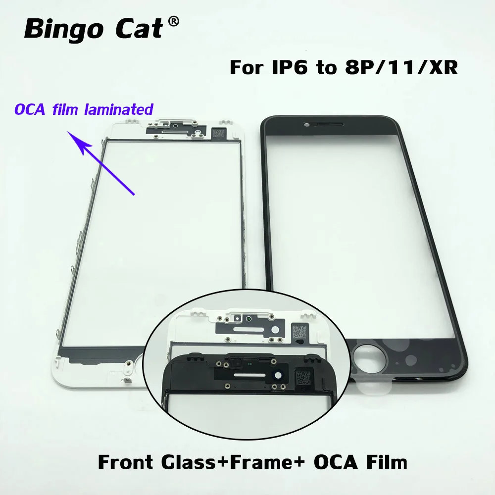 6pc 1:1 Izvirni 3 v 1 Prednji Zaslon Stekla Z Okvirjem OCA Film Zamenjava Za iPhone 11 XR 6 6S 7 8p Zunanji Počeno Steklo Popravila