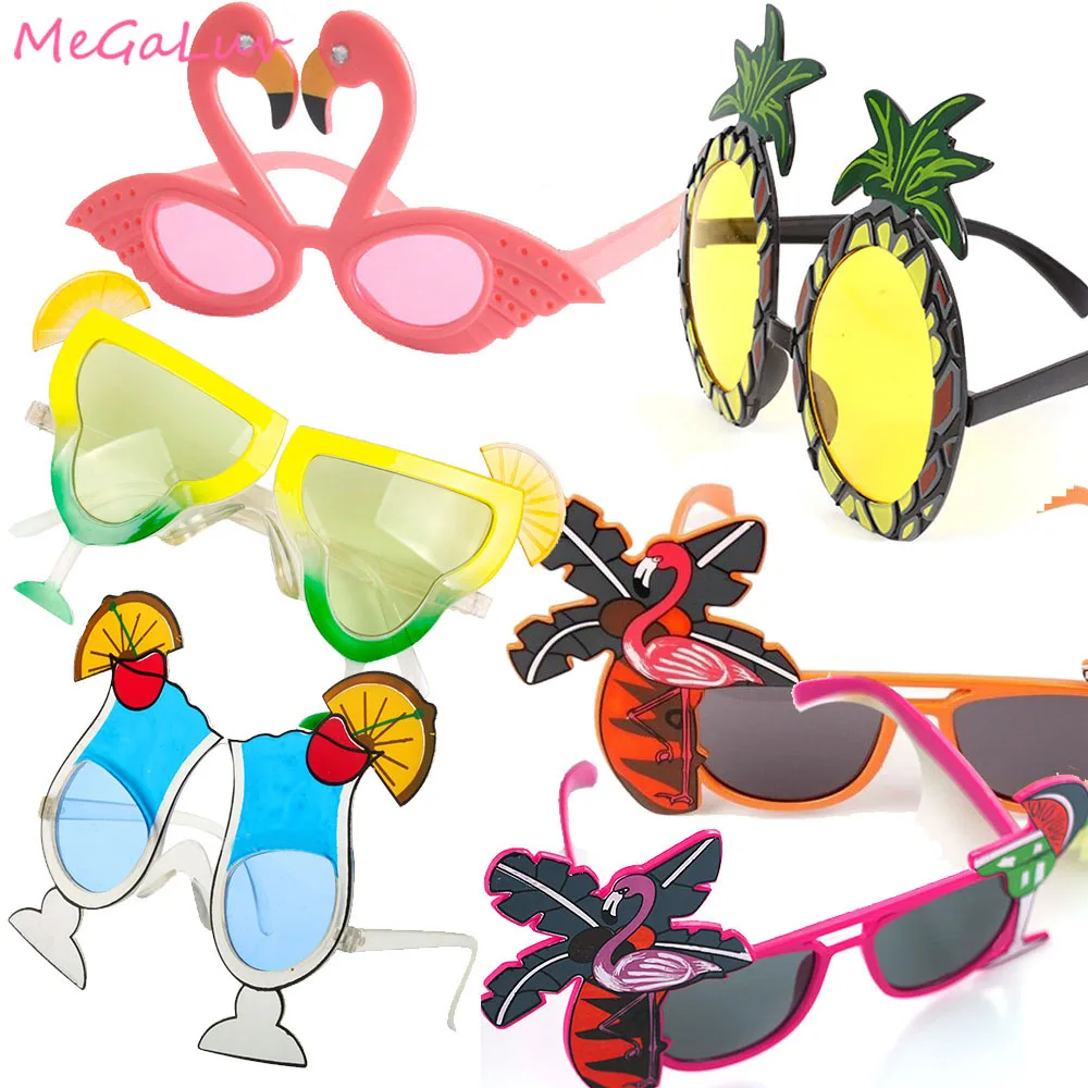 6PC Havajih Tropskih Rojstni dan Dekoracijo sončna Očala Flamingo Stranka Dekor Ananas sončna Očala Hawaiian Pool Party Supplies