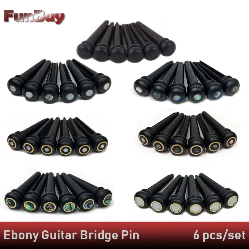 6pcs Ebony Kitara Most Zatiči Most Endpin Pearl Lupini Abalone Pika Medenina Krog Podolgovat za Akustično Kitaro, Deli in Pribor