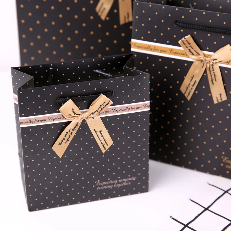 6pcs Ustvarjalne Črna Pika Darilni Vrečki Polje za Stranke Baby Tuš Papir za Čokolado Škatle za Poročni Paket Podpira Bonbone Škatle