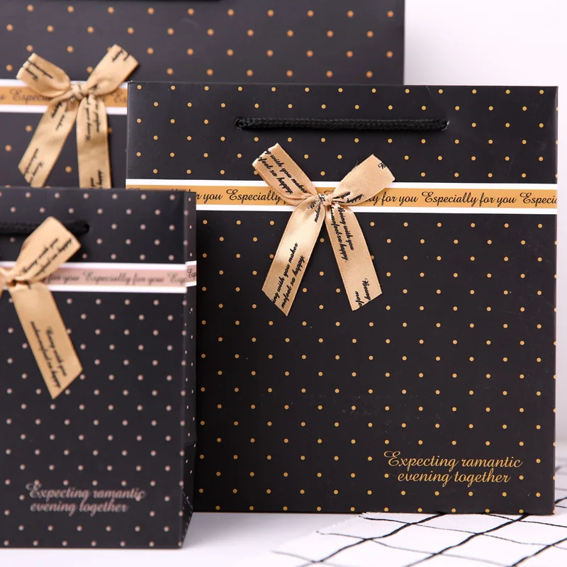6pcs Ustvarjalne Črna Pika Darilni Vrečki Polje za Stranke Baby Tuš Papir za Čokolado Škatle za Poročni Paket Podpira Bonbone Škatle