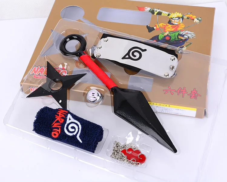 6pcs/veliko Anime Naruto Cosplay Rekviziti Zbirk Plastičnih Kunai Shuriken Ninja Orožja Vrečke Nastavite Dejanje Številke Cosplay Otroci Igrače