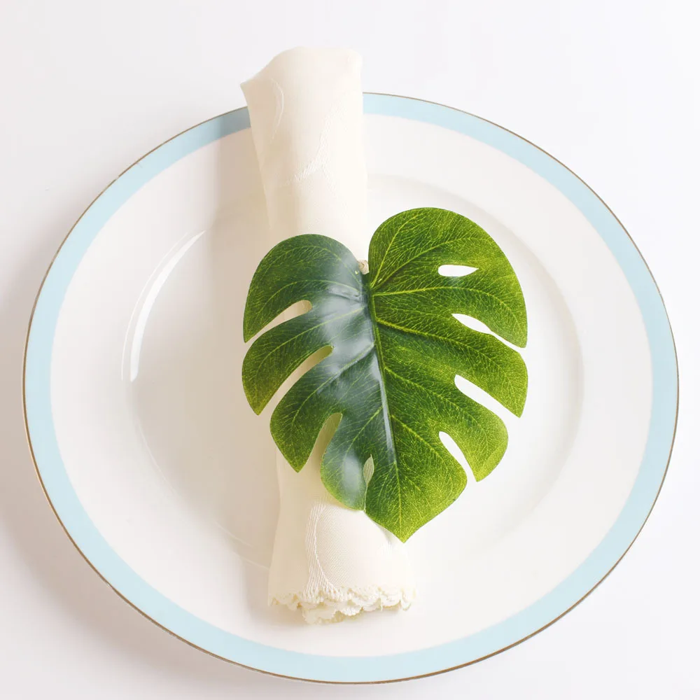 6pcs/veliko Zelena želva listov napkin obroč listov napkin obroč naravno kokosovo napkin gumb