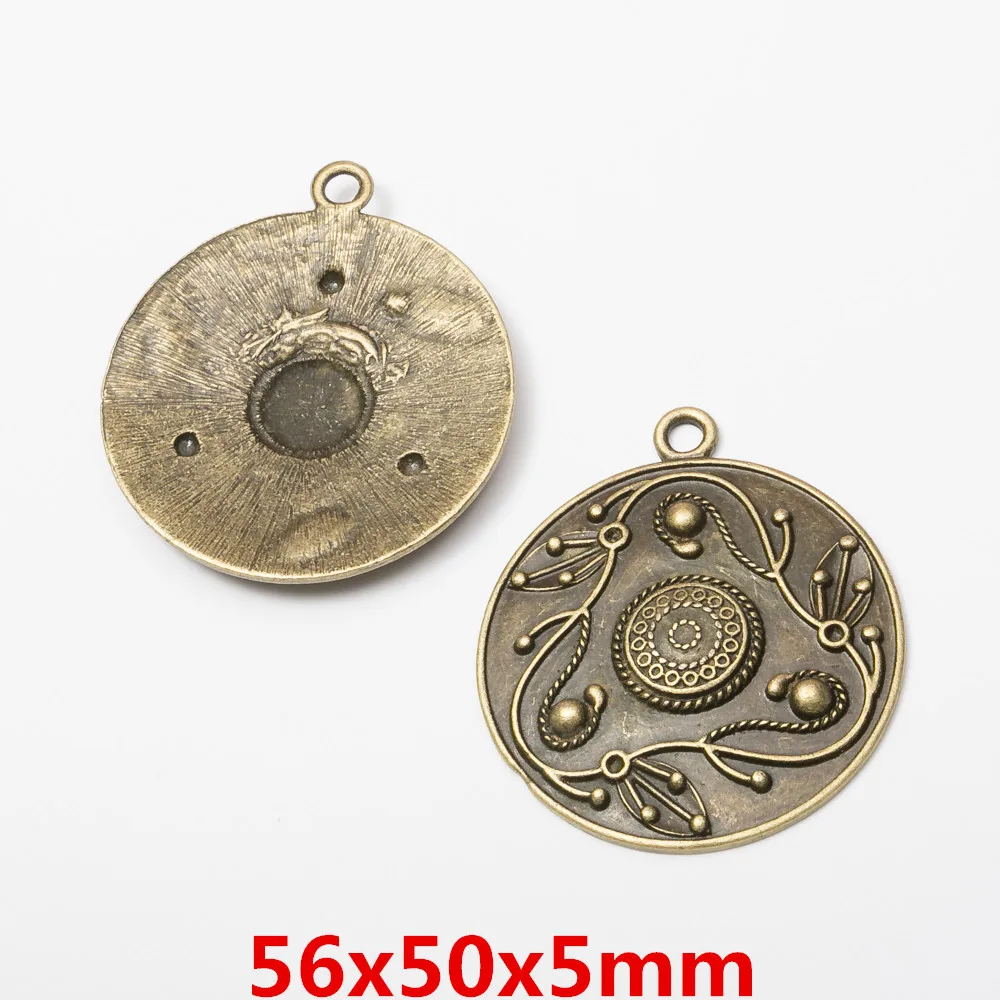 6pcs Votlih Krog Letnik bronasto cinkove zlitine, kovinski obesek čarobne gumbe za diy nakit, izdelava 4689-4693