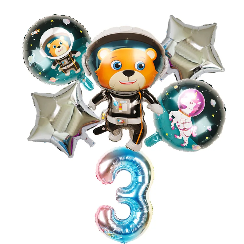 6pcs Zunanji Prostor okraski številka 1 kroglice baby Boy girl stranka Astronavt helij baloni za Rojstni dan Stranka Dekor Otroci darila globos