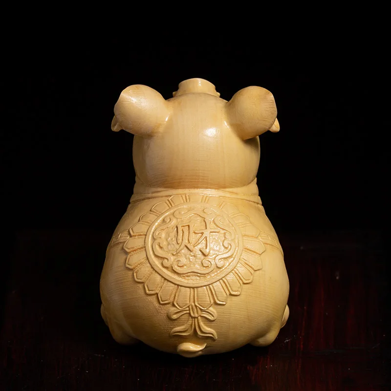 7 CM Srečen Prašič Šimšir Feng Shui Srčkan Presence Nebesno Živalske Skulpture Maskota Lesa Kip Doma Dekor
