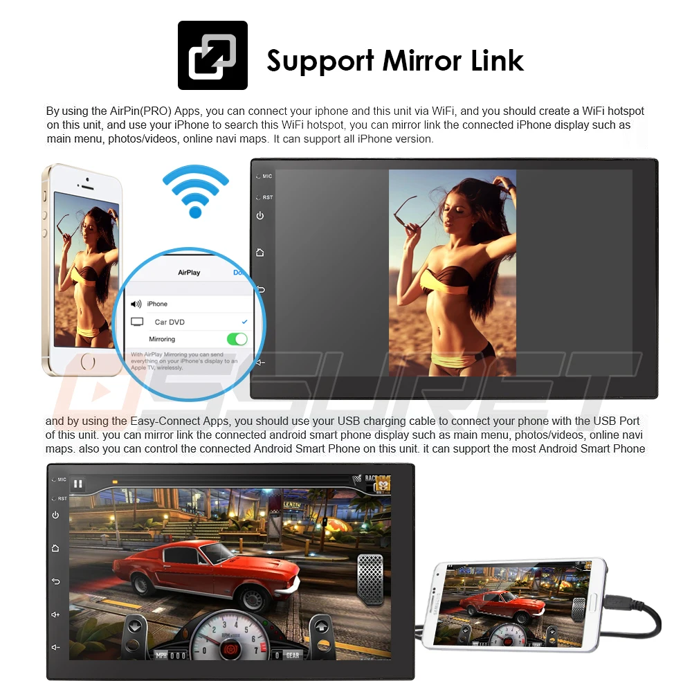 7 INCH Android 10 GPS Navigacija Autoradio Večpredstavnostna ŠT DVD Predvajalnik, Bluetooth, WIFI MirrorLink OBD2 Univerzalno 2Din avtoradio Mic