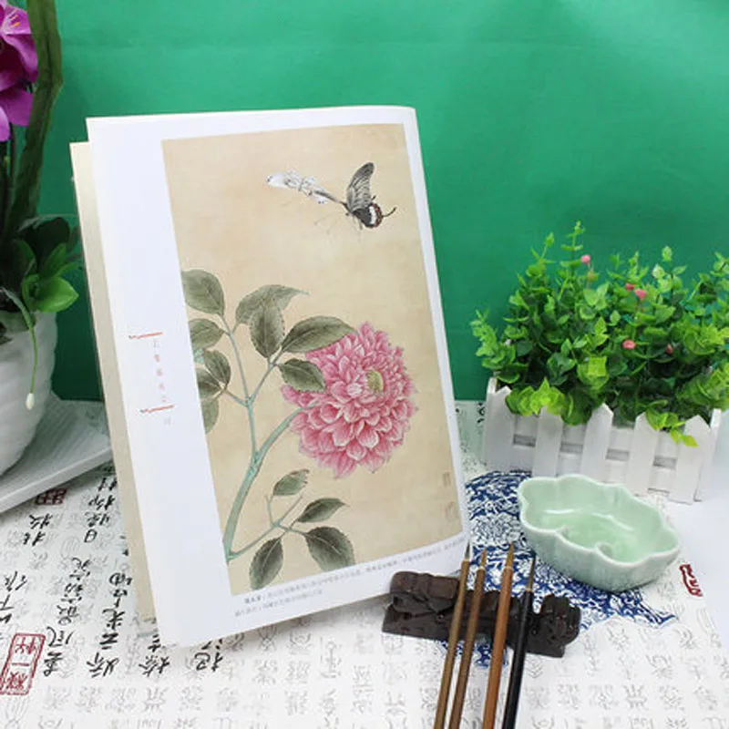 7 Knjigo /set Kitajske tradicionalne Fine Line gongbi biao miao slikarstvo knjiga -- Peony Cvetje, Ptice, Ribe in Žuželke Črnila Risalno