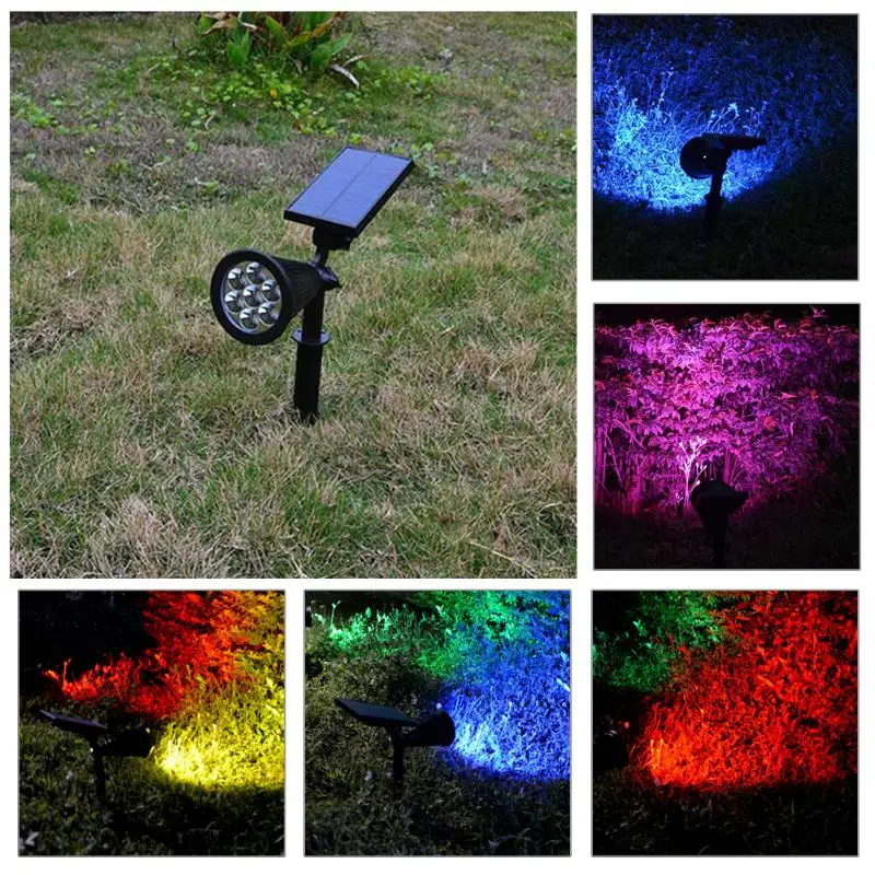 7 LED Sončne Svetlobe Nepremočljiva Sončni Vrt Svetlobe Žarnice Pozornosti na Prostem Travnik Pot Krajine Luči Luz Sončne Led par zunanjost
