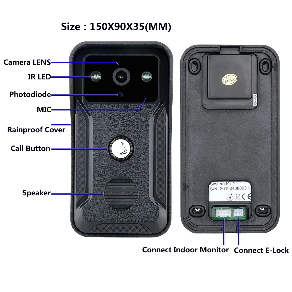 7 Palčni Video Vrata Telefon Zvonec Interkom Kit 1-kamera 1-spremlja Night Vision s 700TVL Fotoaparat