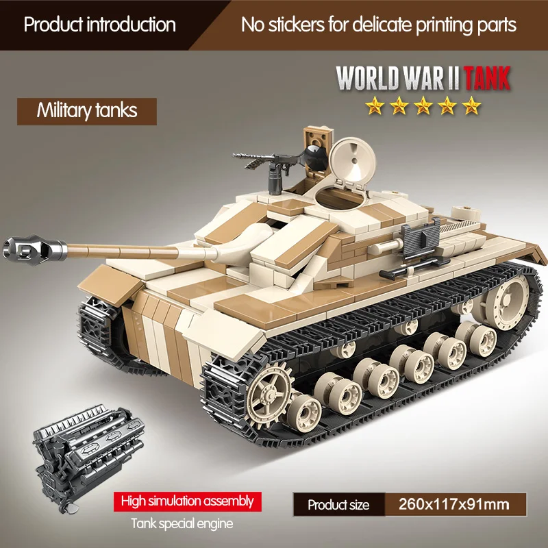 721PCS Mesto WW2 Nemčiji Vojske Tank gradniki Vojaški Tank Model Vojak Številke Orožje Opeke Igrače Za Otroke