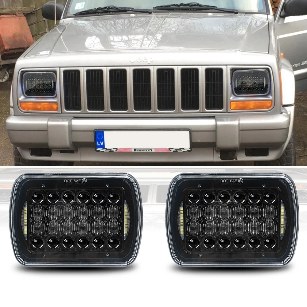 72W 5X7 7X6 palčni Pravokotne Sealed Beam LED Smerniki S DRL za Jeep Wrangler YJ Cherokee XJ H6014 H6052 H6054 LED