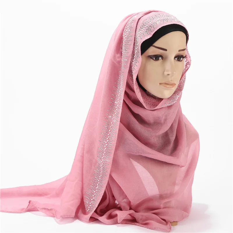 75*180 cm muslimanske ženske diamond bleščice bombaž hidžab šal islamske headscarf foulard femme musulman dolgo ženske šali