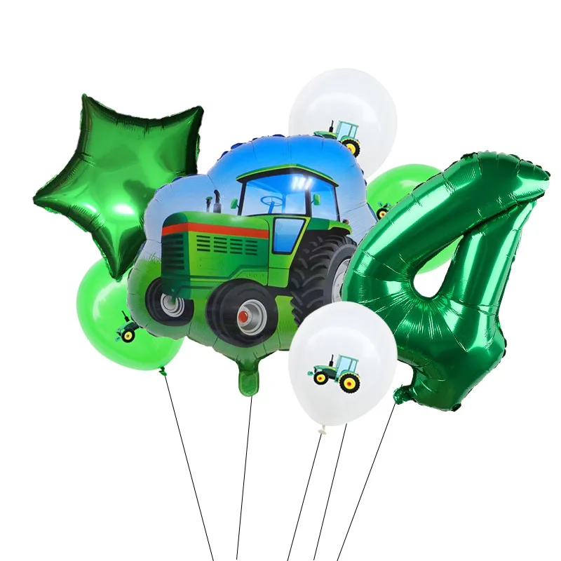 7Pcs Kmetiji traktorja buldožerji 32 palčni aluminija folija balon happy birthday party dekoracijo baby tuš dobave otroška igrača žogo