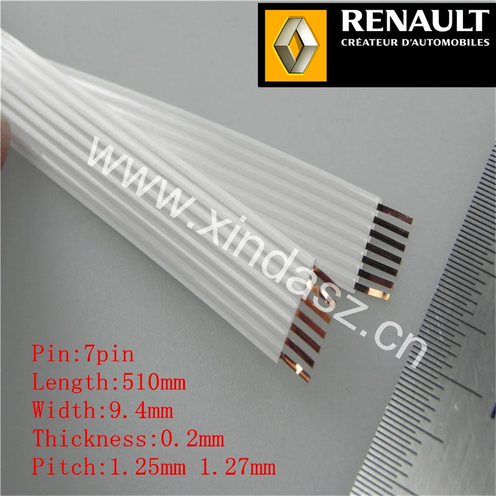 7pin 1.27 mm igrišču 530mm dolgo 9.4 mm širina 0,2 mm debeline, zračna blazina ffc kabel za renault megane II