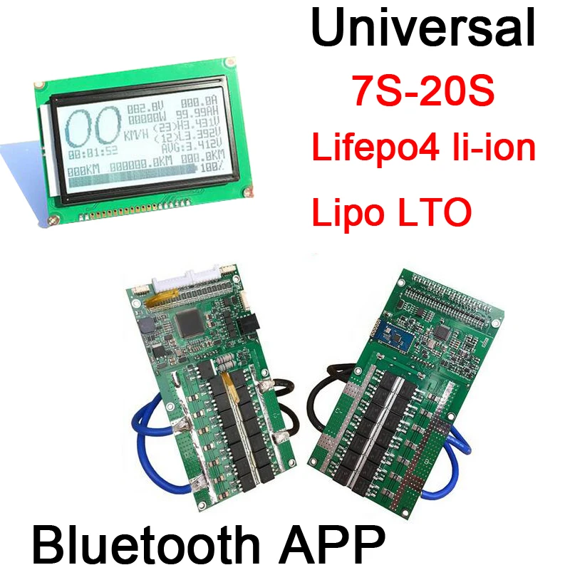 7S, da 20S Bluetooth APLIKACIJO Smart display Lifepo4 baterija li-ion Lipo LTO Baterije Protection Board BMS 400A 300A 100A 80A 10S 13S 14S 16S