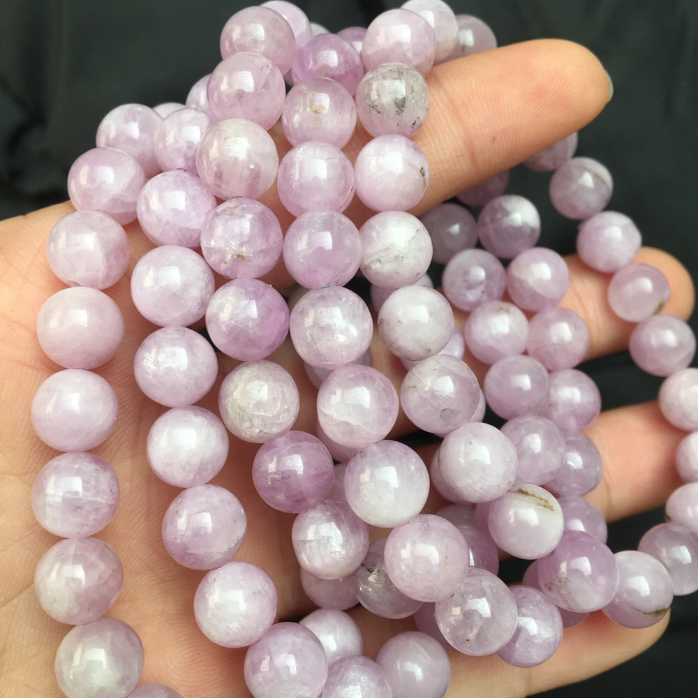 8-8.5 mm 5bracelets kot foto naravnih kunzite svoboden kroglice poldragih gemstone
