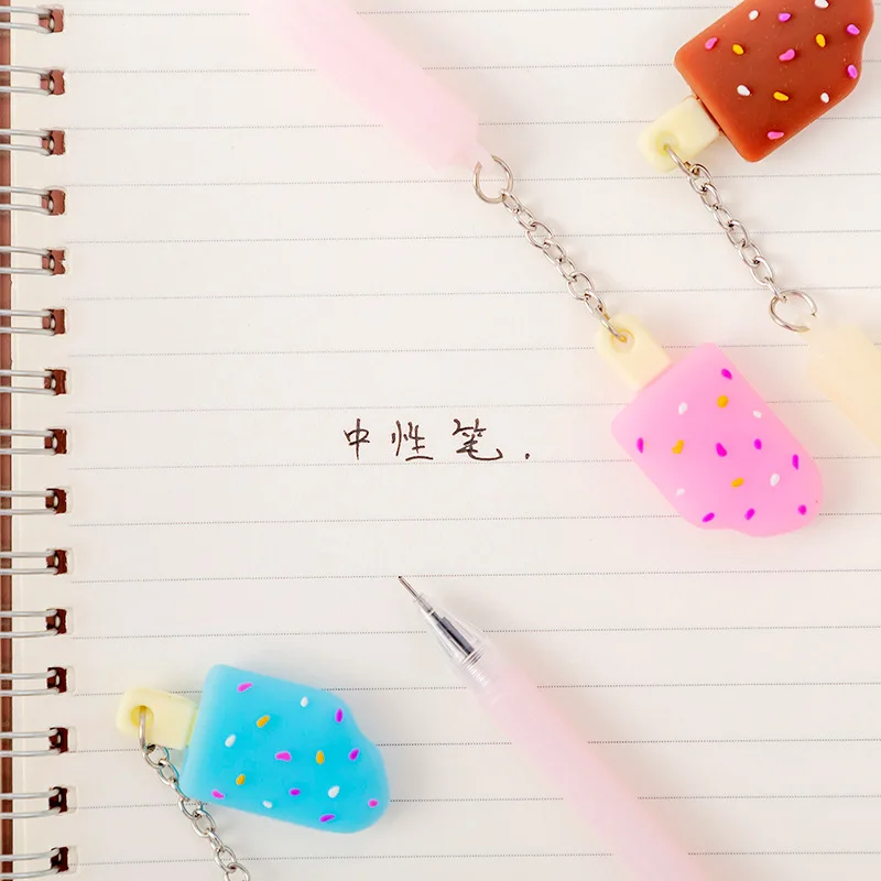 8 kos Južna Koreja Ustvarjalne Candy Barve Sladoled Obesek Srčkan Gel Pero Črni Študent Gel Peresa, Pisalne Debelo