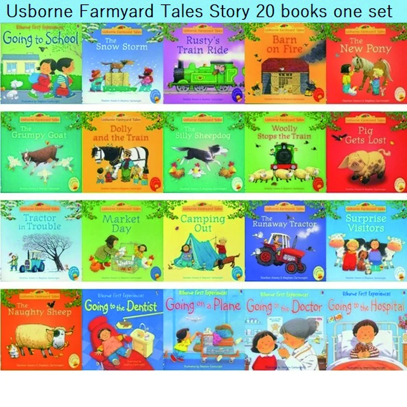 8 livros 15x15cm usborne melhores livros de imagem crianças bebê história famosa inglês farmyard contos série fazenda história c