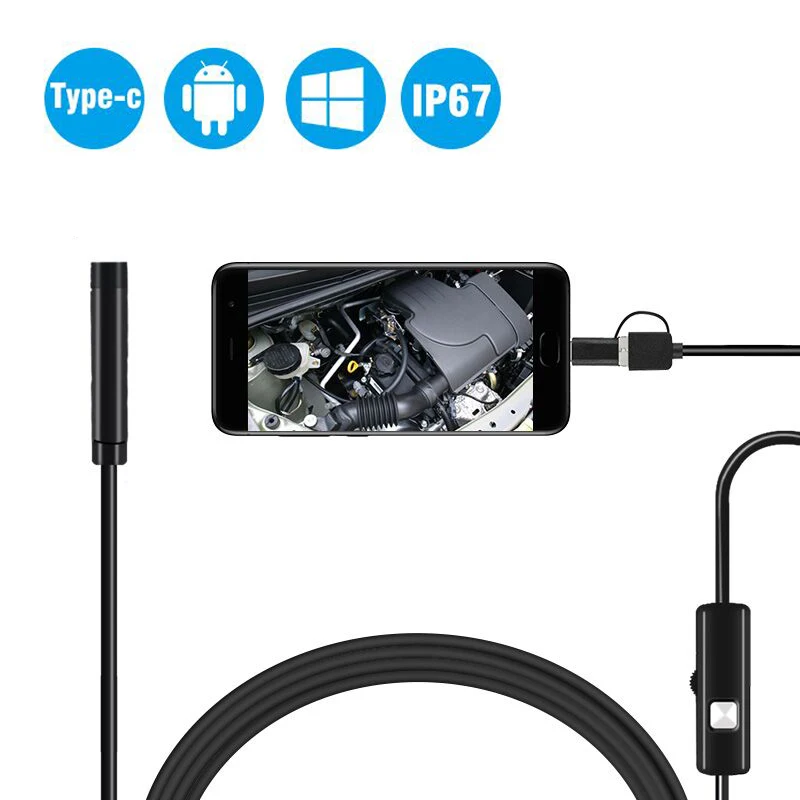 8 mm 8Led Tip C Nepremočljiva 720P Endoskop Fotoaparat Pregled 1m 2m 3,5 m 5m Kabel USB Endoskop Borescope Android Endoskop