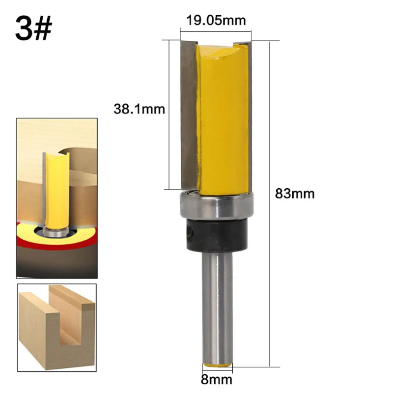 8 mm ročaj profiliranje obrezovanje rezalnik 1-4pc straight edge profiliranje rezkanje rezalnik graviranje stroj rezkalni rezalnik
