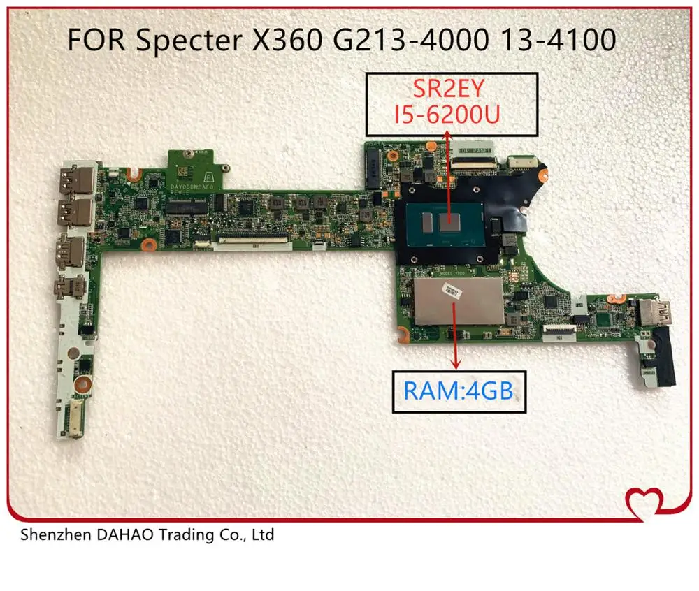 828827-501 828827-601 DAY0DDMBAE0 za HP Spektra X360 13-4000 G2 13-4100 13-4102TU Prenosni računalnik z matično ploščo Z i5-6200u In 4 gb RAM-a