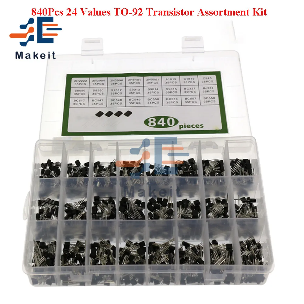 840Pcs 24 Vrednosti-92 Tranzistor Izbor Kit BC327 BC337 BC547 Tranzistor Triode 2N2222 3904 3906 C945 PNP/NPN Tranzistorje