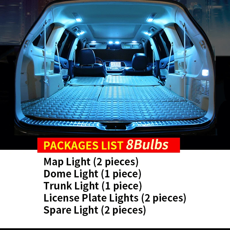 8pcs Bela Žarnica LED Avto Luči Komplet Za Notranje zadeve 2016- 2017 2018 2019 Subaru Crosstrek Zemljevid Dome Trunk Škatle za Rokavice Lučka