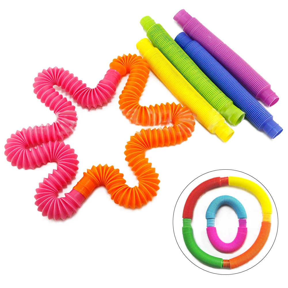 8pcs Multicolor Pop Cev Ustvarjalne Čarobni Igrače Krog Smešno Igrače Zložljiva Plastična Igrača za Otroke 