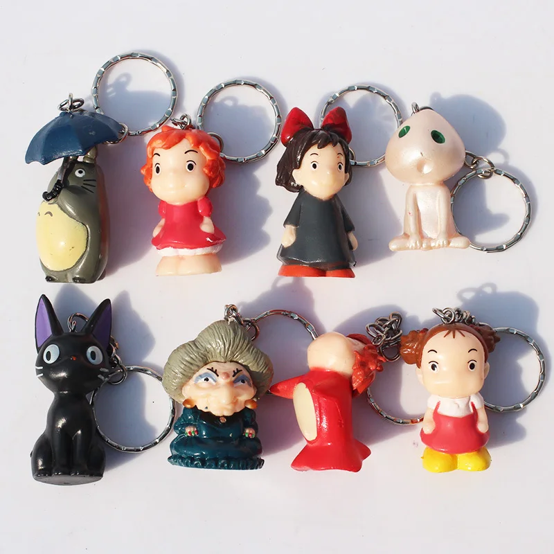 8pcs/set Anime Hayao Miyazaki Moj Sosed Totoro KiKis Dostavne Službe Ponyo Keychain Obesek ključe Brezplačna Dostava