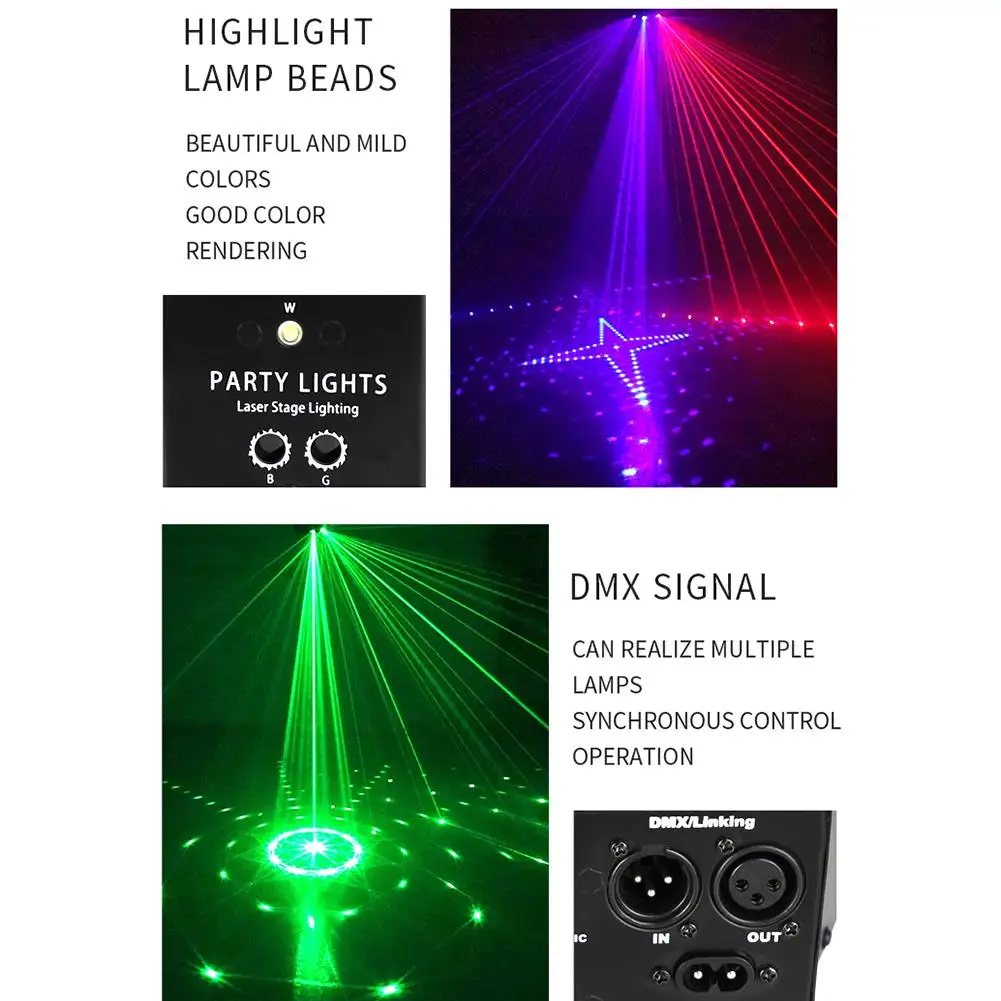 9-oči RGB Disco Dj Lučka DMX Daljinski upravljalnik Strobe Stopnji Svetlobe noč Čarovnic, Božič Bar Stranka Led Laser Projektor Doma Dekor