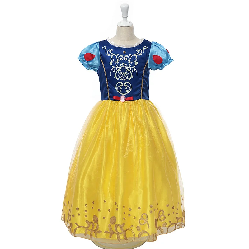 9 Slog Princesa Obleke Dekleta Zapleten Kostum Sneg Belo Obleko Belle Aurore Vestido Otroci Halloween Dekleta Stranka Poletje Frock