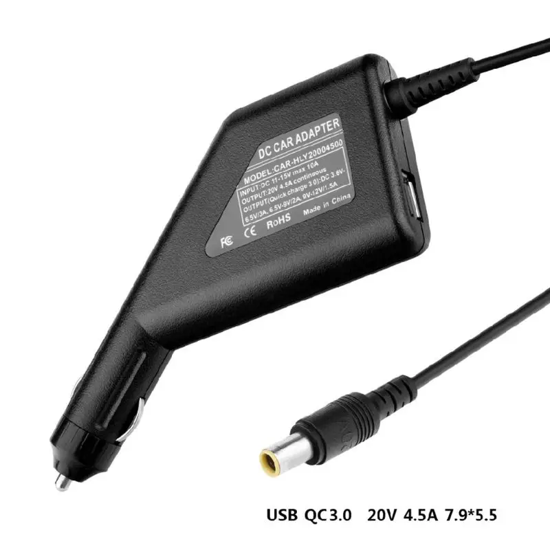 90W 20V 4.5 A, QC 3.0 USB Prenosni Avto Polnilec Za Lenovo Thinkpad X60 X 61 Z60 Z61 X 200 X300 T60 T61 T400 mobilni telefon, Tablični računalnik GPS Vroče