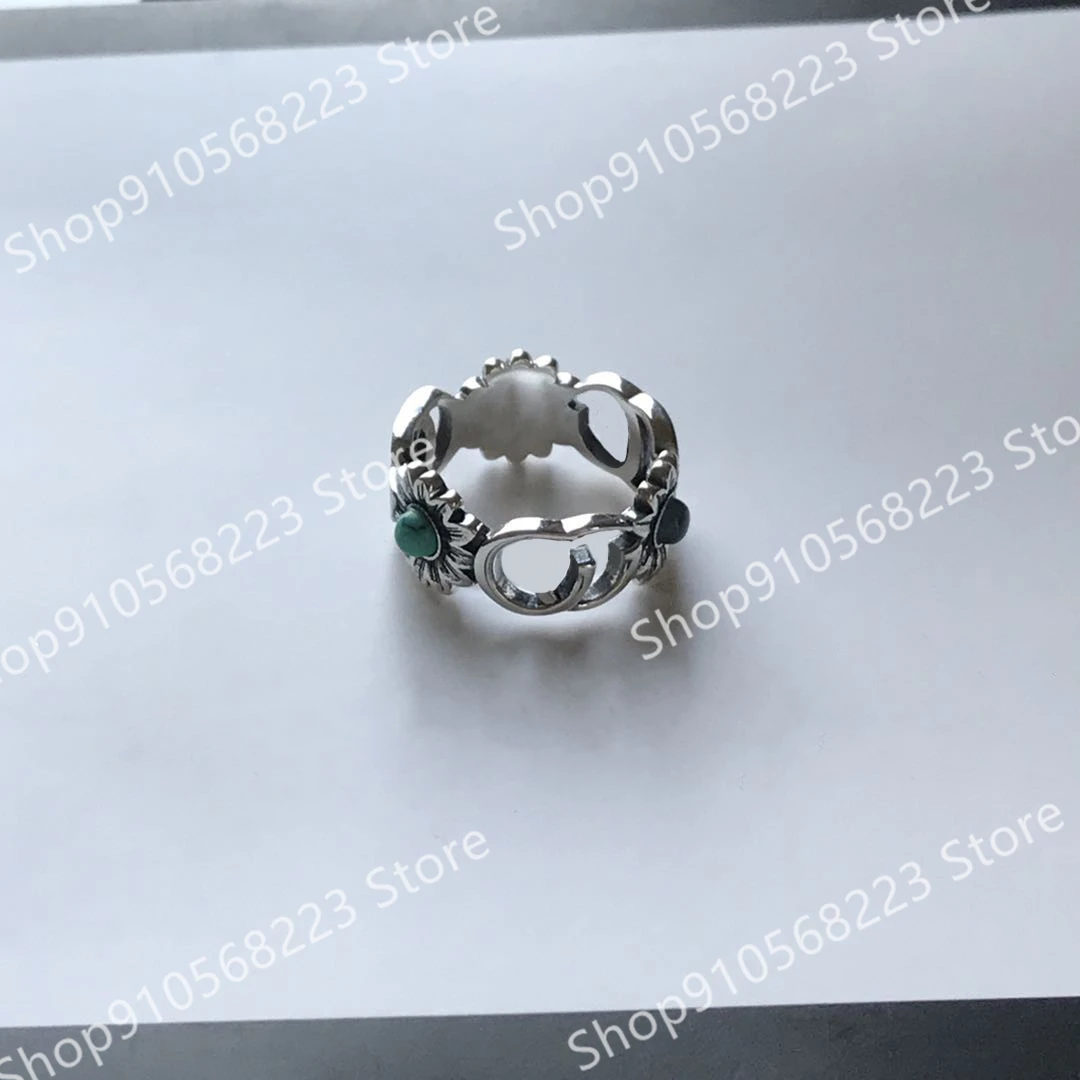 925 klasičnih cvet sterling srebrni prstan; čar svetu in modne rože in črke; sterling srebrni prstan; mikro-oznaka