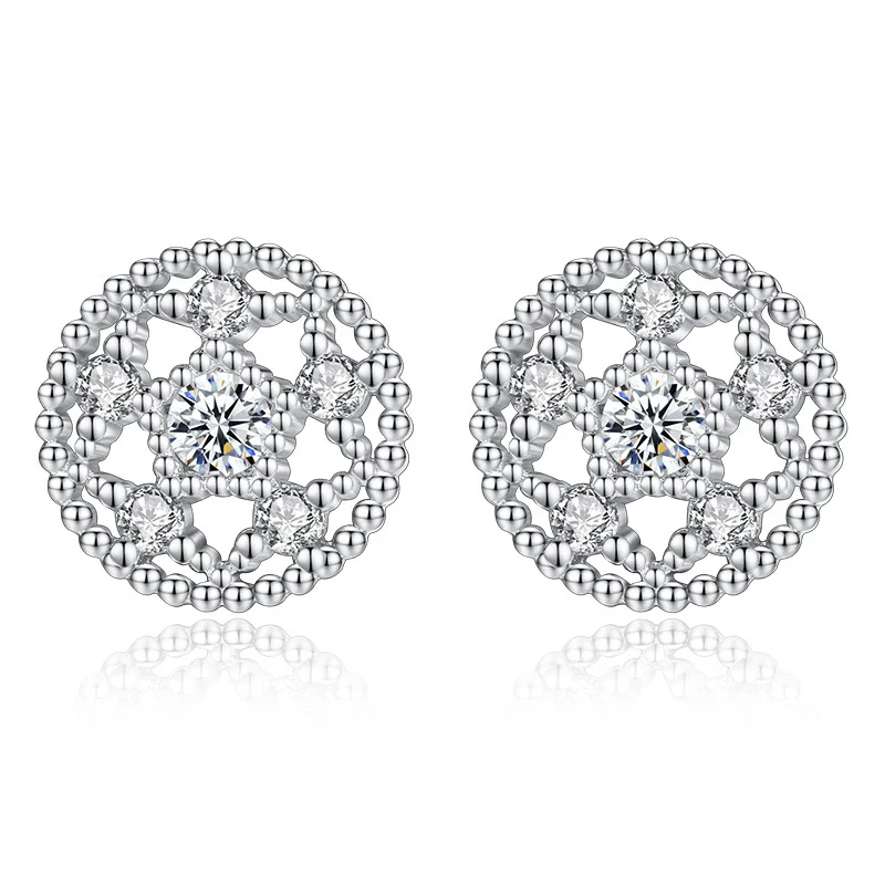 925 sterling silver fashion sijoče kristalno krog sončnično ženske'stud uhani nakit, ženski darilo za rojstni dan padec ladijskega prometa