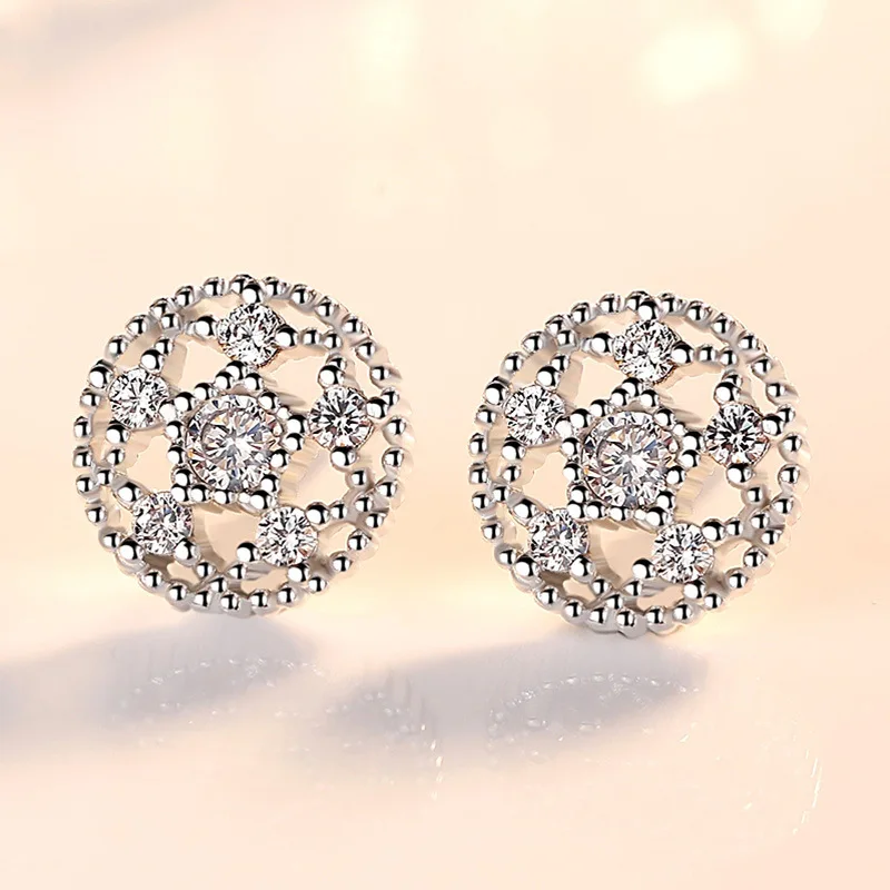 925 sterling silver fashion sijoče kristalno krog sončnično ženske'stud uhani nakit, ženski darilo za rojstni dan padec ladijskega prometa