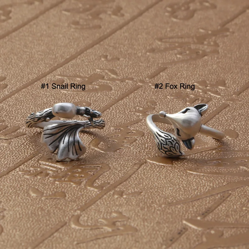 925 Sterling Srebrni Prstan za Ženske Moški Ljubitelji Kitajski Slog Fox Nastavljiva Velikost Živali Design Trendy Posla Nakit Prstani