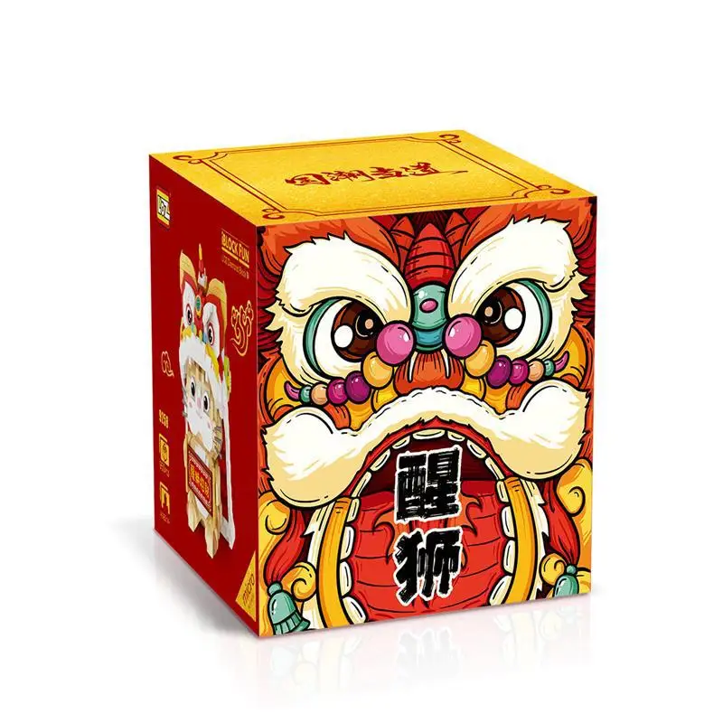 950pcs+ Cute Lev Ples Sreče Mačka Mini gradniki Kitajski Kulturi 11 cm 3D Model Loški Diamond Mikro Opeke Igrače za Otroke