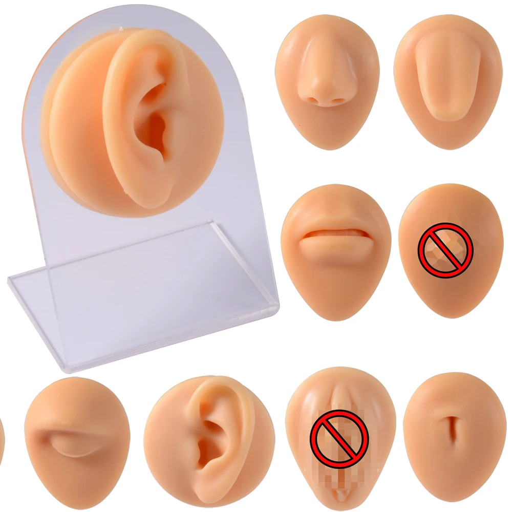 9Pcs Mešani Mehki Silikonski Popka&Nos in Bradavico&Jezik Model 1:1 Za Akupunktura Človekovih Nakit Prikaz Poučevanja Pritisnite Iglo Orodje