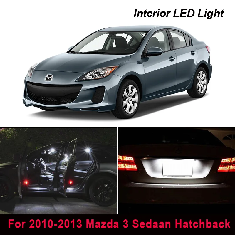 9Pcs Xenon Canbus LED Luč Notranjost Paket Komplet Za Obdobje 2010-2013 Mazda 3 Sedaan Hatchback Zemljevid Dome Trunk registrske Tablice svetlobe