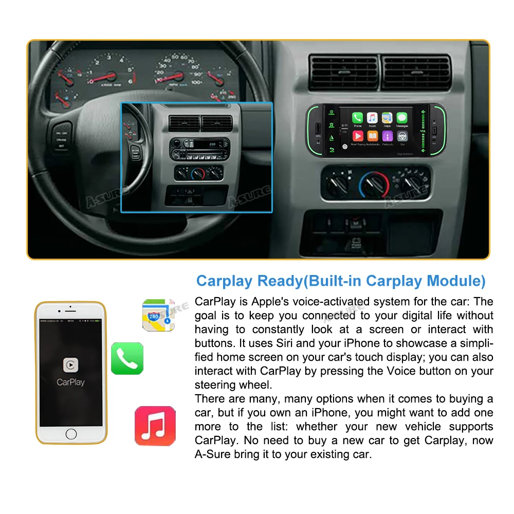A-Prepričajte, Avto Radio Android Auto 10 CarPlay WIFI 4G+ BT, GPS Navigacija Za Jeep Grand Cherokee PT Cruiser Sebring 2003-2006