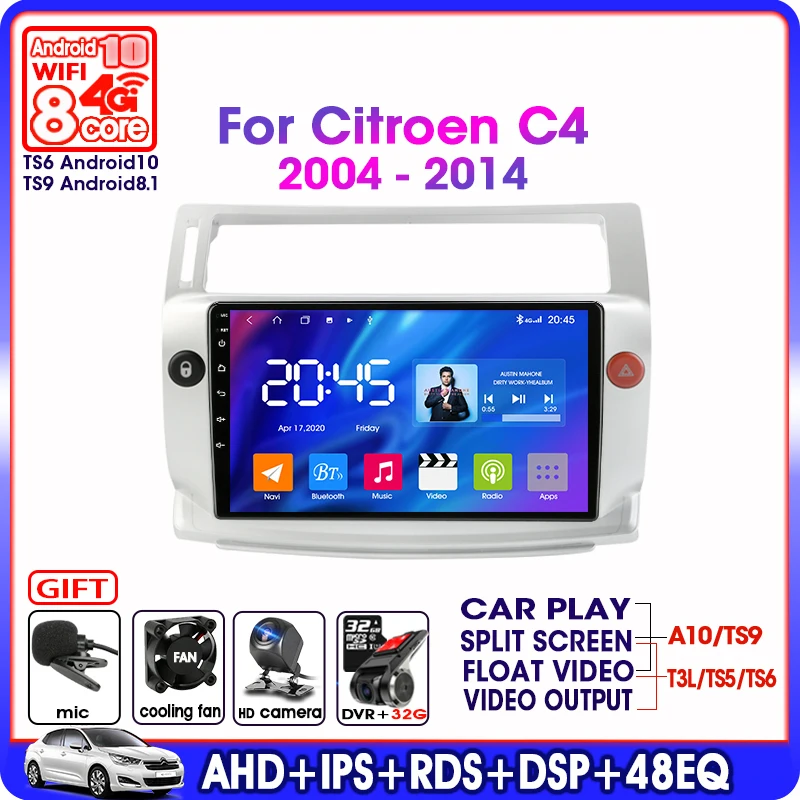 A11 6 G+128G Android 10 avtoradia Za Citroen C4 C-Triomphe C-Quatre 2004-Večpredstavnostna Video Razcep Zaslon predvajalnik RDS DSP GPS