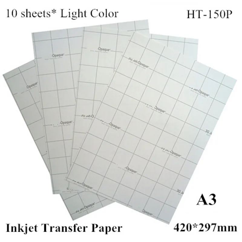(A3*10pcs) Inkjet Prenos Toplote Tiskanje Papirja za Lahka Tkanina Prenese Le Papirjev Termalnih Papel Prenos HT-150P