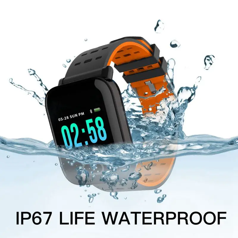 A6 Pametna zapestnica Najnovejši čip krvni tlak izmerite Šport Nepremočljiva Pametne Zapestne Watch Fitnes Tracker za Android, IOS(Black)