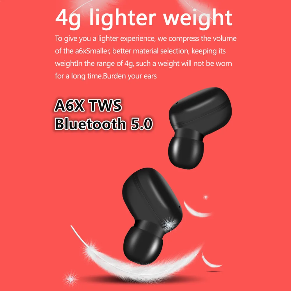 A6x TWS Bluetooth 5.0 Slušalke Prstnih Touch HD Brezžične Stereo Slušalke šumov Gaming Slušalke za iPhone Xiaomi
