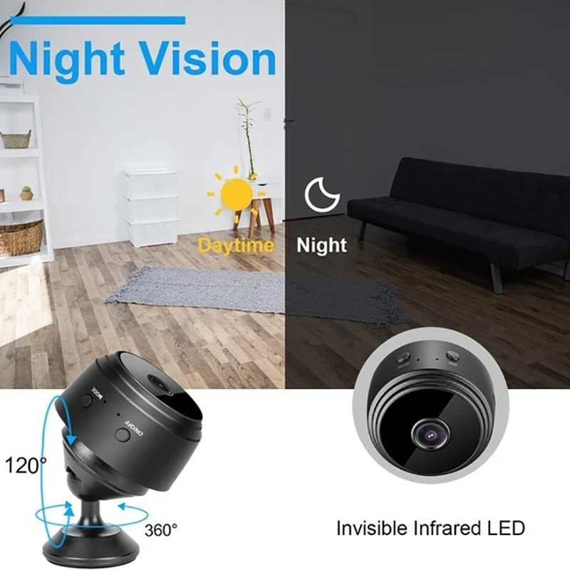 A9 1080P Wifi, Mini Kamero Home Security P2P Kamera, WiFi Night Vision Brezžična nadzorna Kamera Daljinsko Spremljanje Telefon App