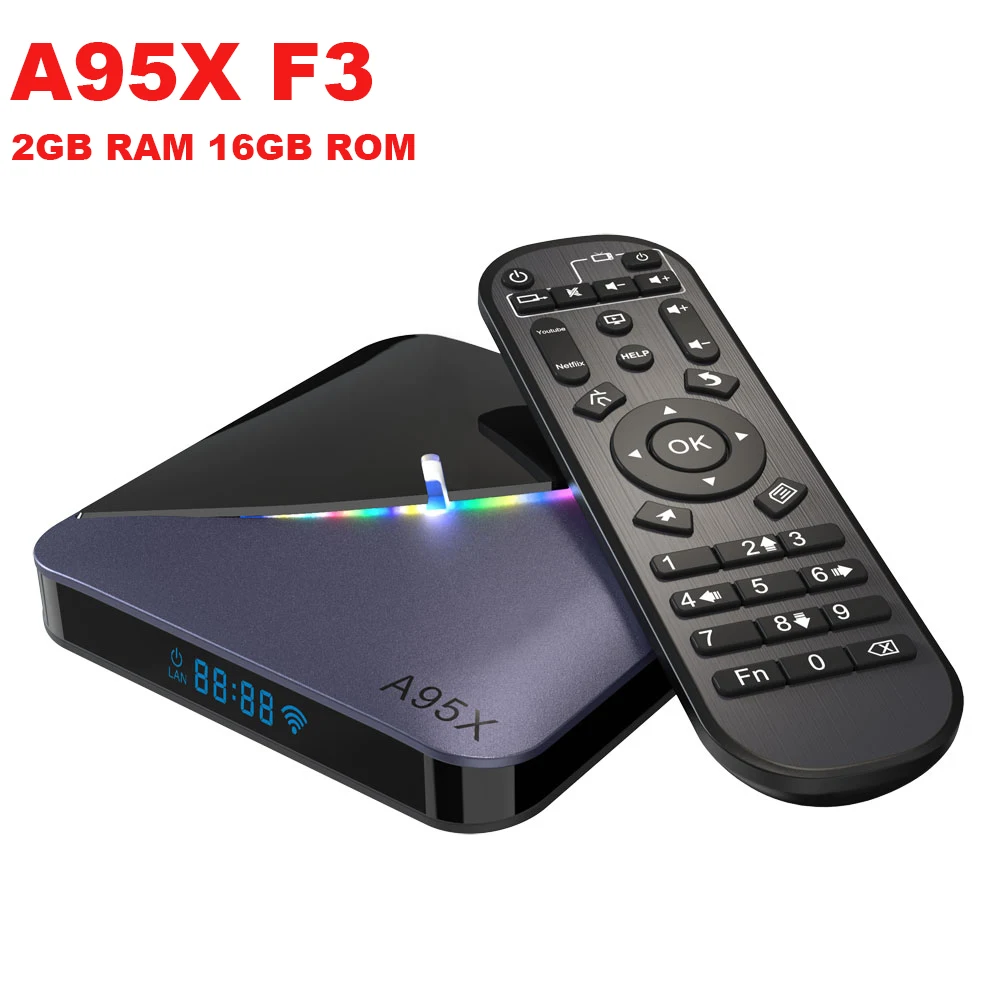 A95X F3 Android 9.0 Smart TV Box Amlogic S905X3 2 gb RAM 16GB ROM 5G WIFI, bluetooth 4.0 4K RGB Svetlobe Set Top Box