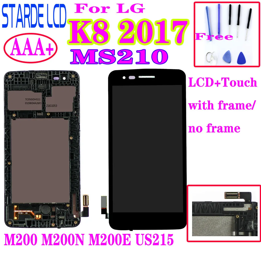 AAA+ Za LG K8 2017 Aristo M200N M210 MS210 US215 M200 M200E LCD-Zaslon, Zaslon na Dotik, Računalnike Montaža Z Okvirjem