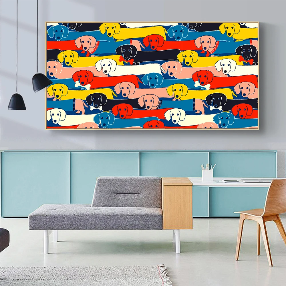 AAVV Plakat Wall Art Živalskih Oljna slika Psa in panda Platno Sliko Kuža, Prijateljstvo, Za Dnevni Sobi Doma Dekor Brez Okvirja